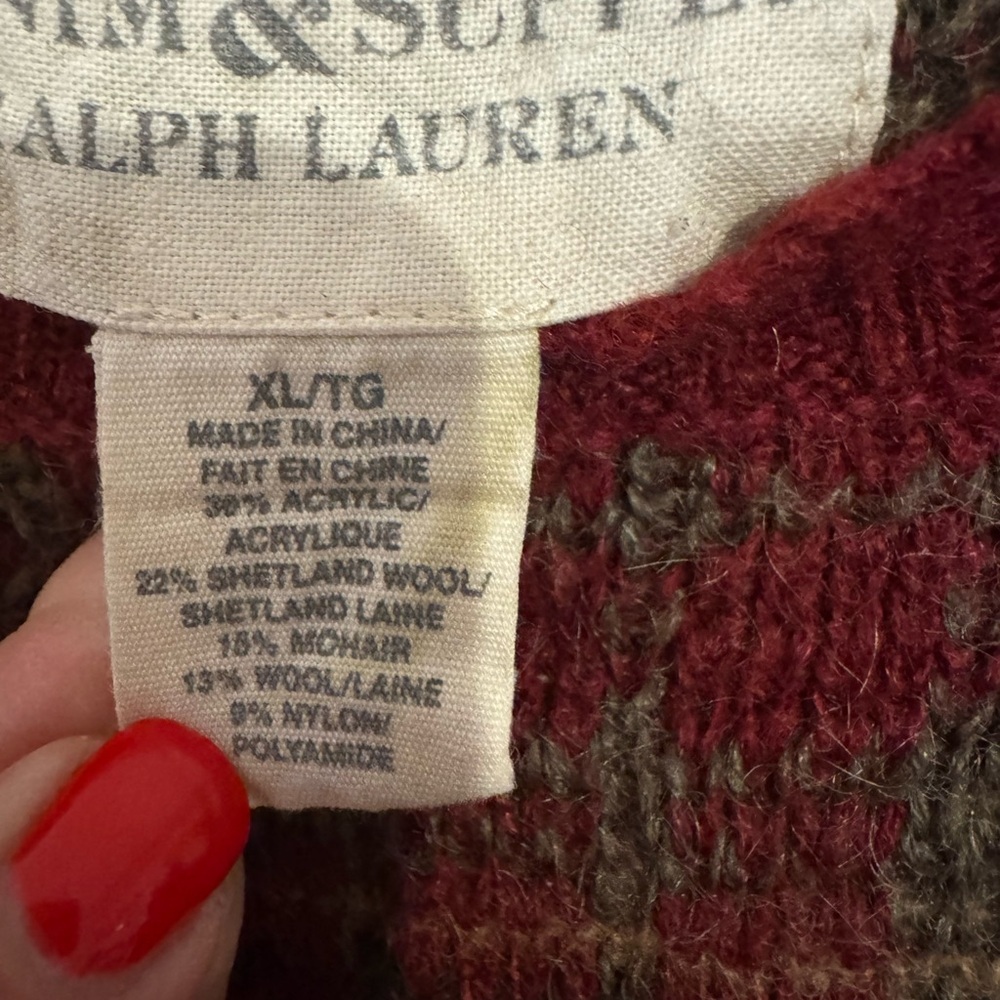 Denim & Supply Ralph Lauren Plaid Wool Blend Sweater | XL | Rustic Cabin Core - Picture 6 of 7